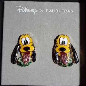 Disney BaubleBar Pluto Enamel Crystal Earrings New